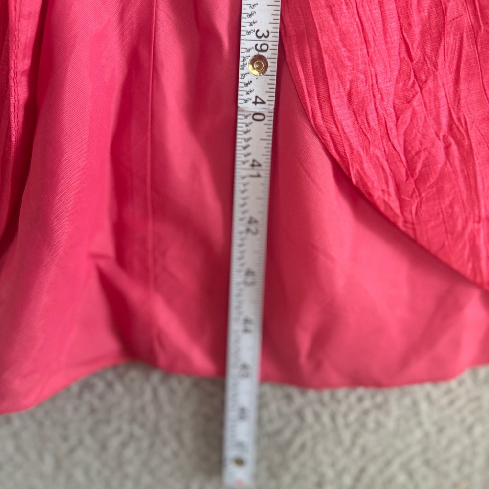 Vintage 80s Pink Puff Sleeve Cocktail Dress sz 10 Hot Pink Ruffle Ruched - Picture 8 of 10
